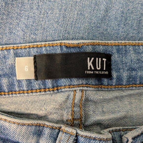 KUT Rachel Fab Ab Mom Jean; High Rise Distressed Cut-Off Jeans; Size 6 - Picture 3 of 4
